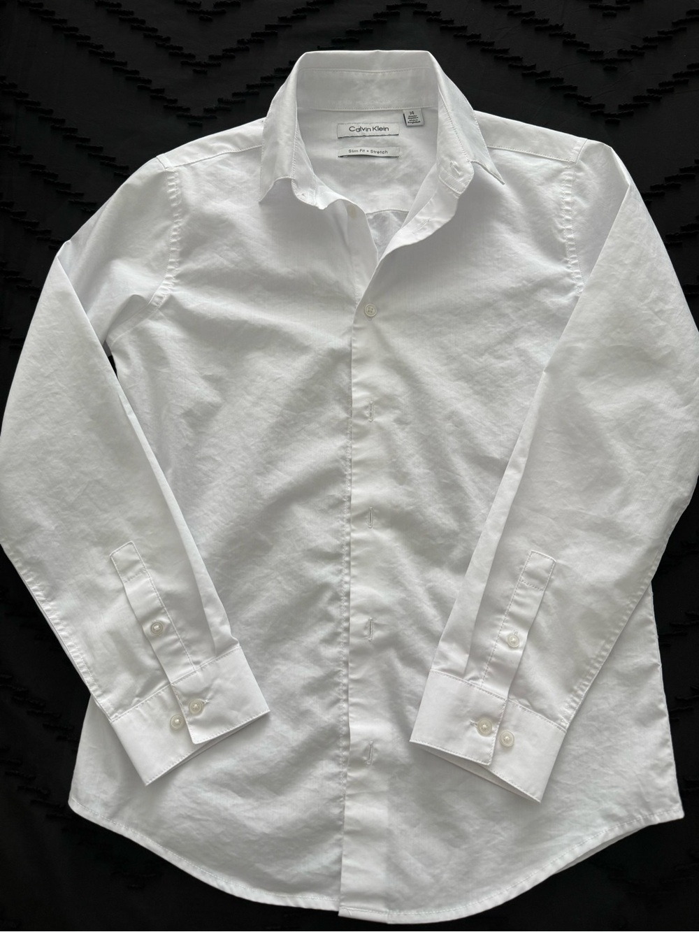 Calvin Klein Boys White Dress Shirt - Classic Long Sleeve